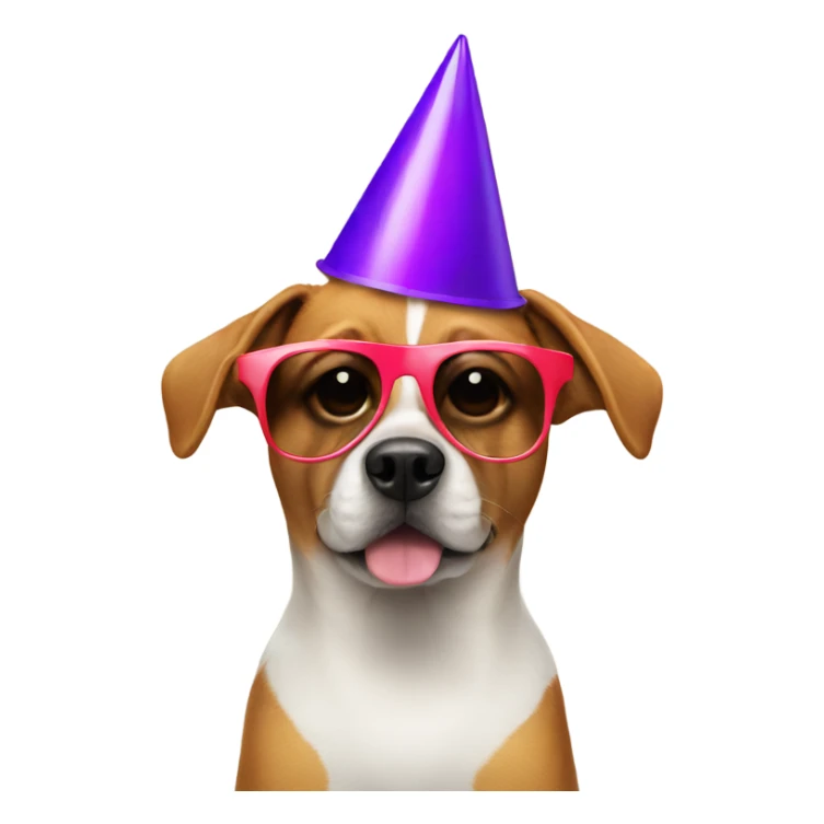Dog wearing a party hat and sunglasses  sticker