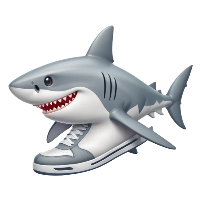 shark wearing sneakers on its fins sticker