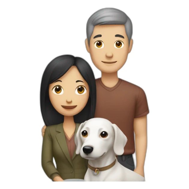Asian woman white man couple with a dachshund sticker