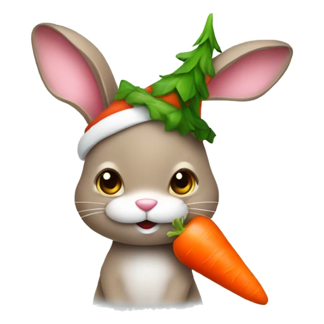 Bunny wearing Xmas hat and carrot sticker