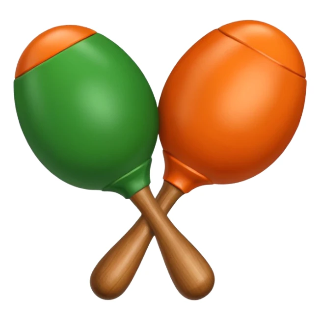 Green-and-orange maracas with glossy finish and thick handles.



 sticker