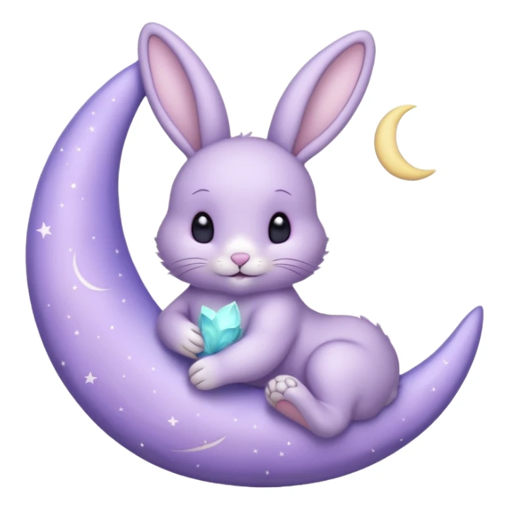 A Lavender bunny holding a moon 🌙 🐰 sticker
