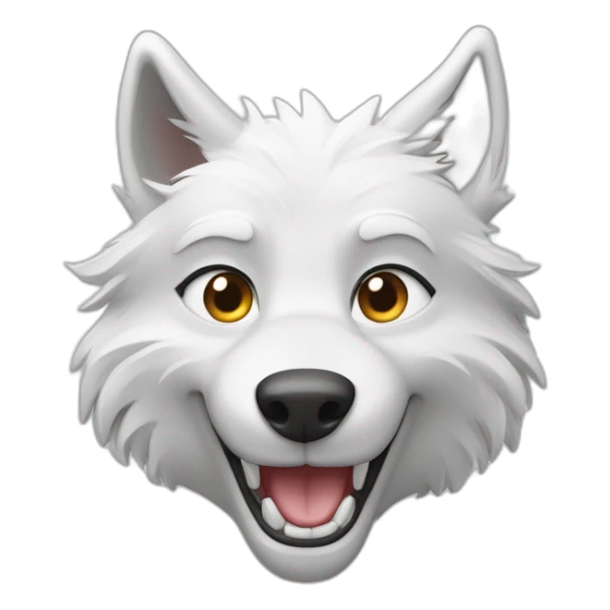 Loup blanc qui fait un beau sourire montrant ses belles dents sticker