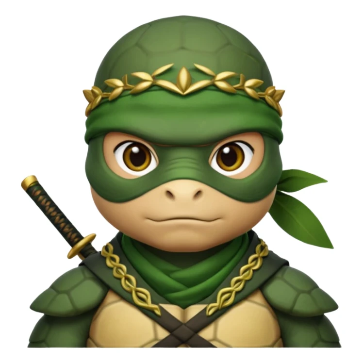 a turle ninja wearing laurel wreaths sticker