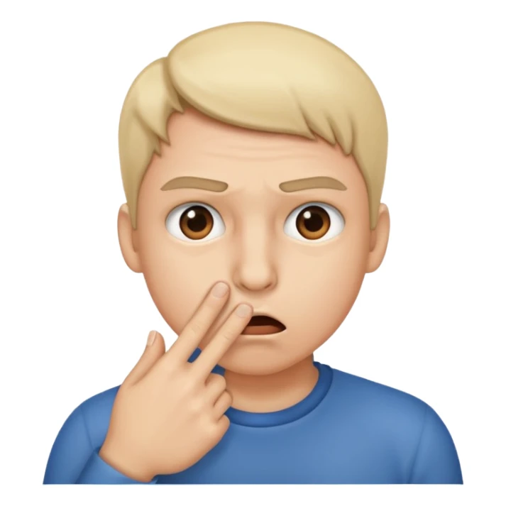 Shock face holding a finger to nose sticker