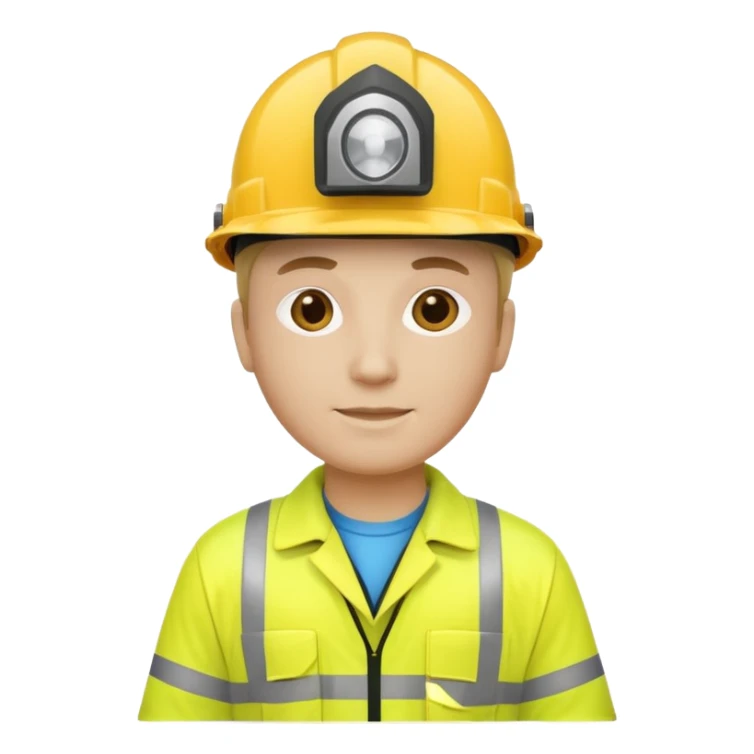 Landmåler med gult synlighetstøy og hjelm sticker