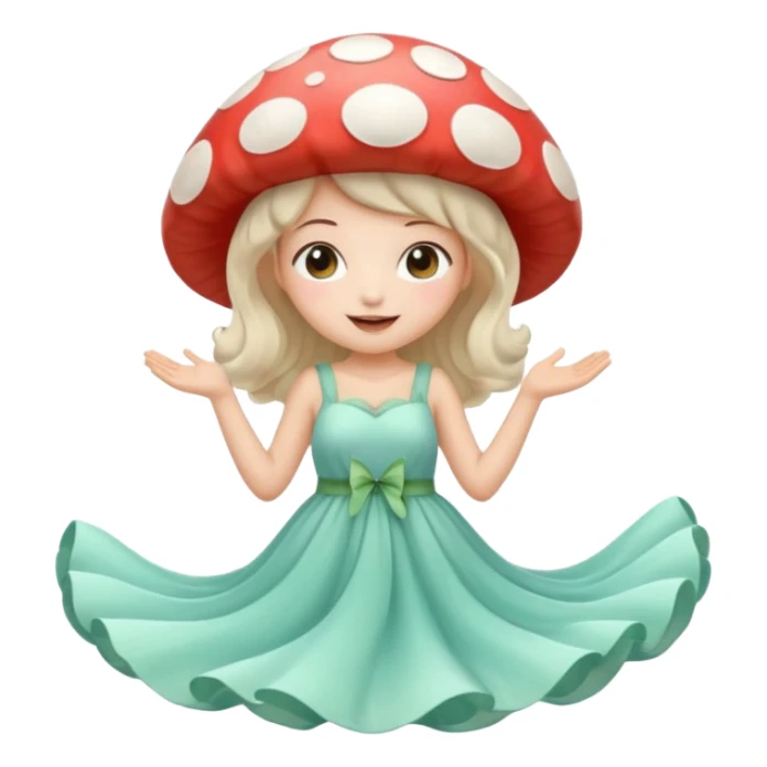 Kawaii, cottagecore, mushroom, fairy, emotions, wave sticker