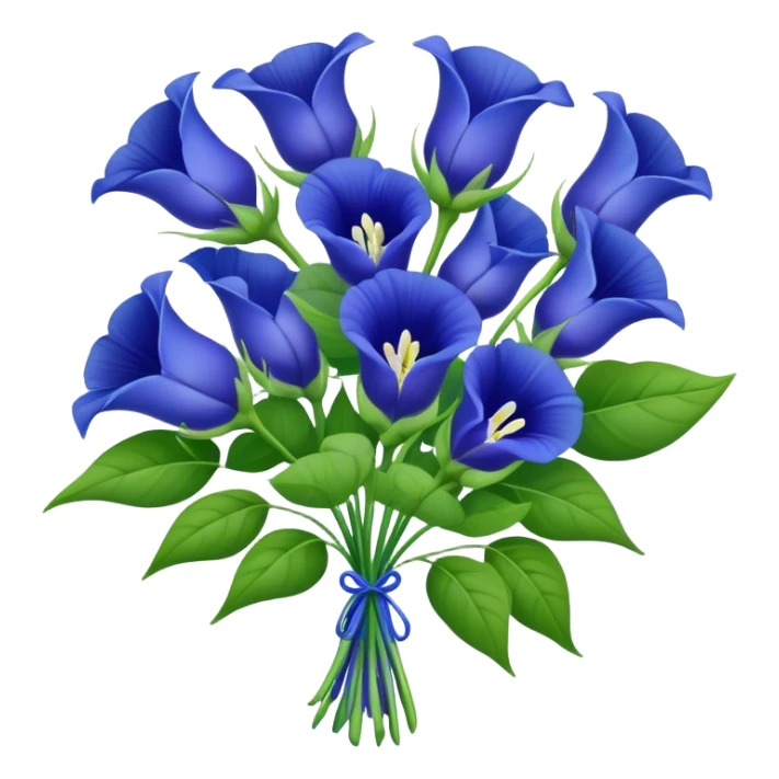 big bouquet Blue Butterfly Pea flower, stem, leaf sticker