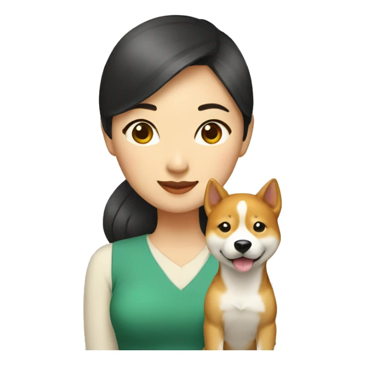 Asian woman with Shiba Inu  sticker