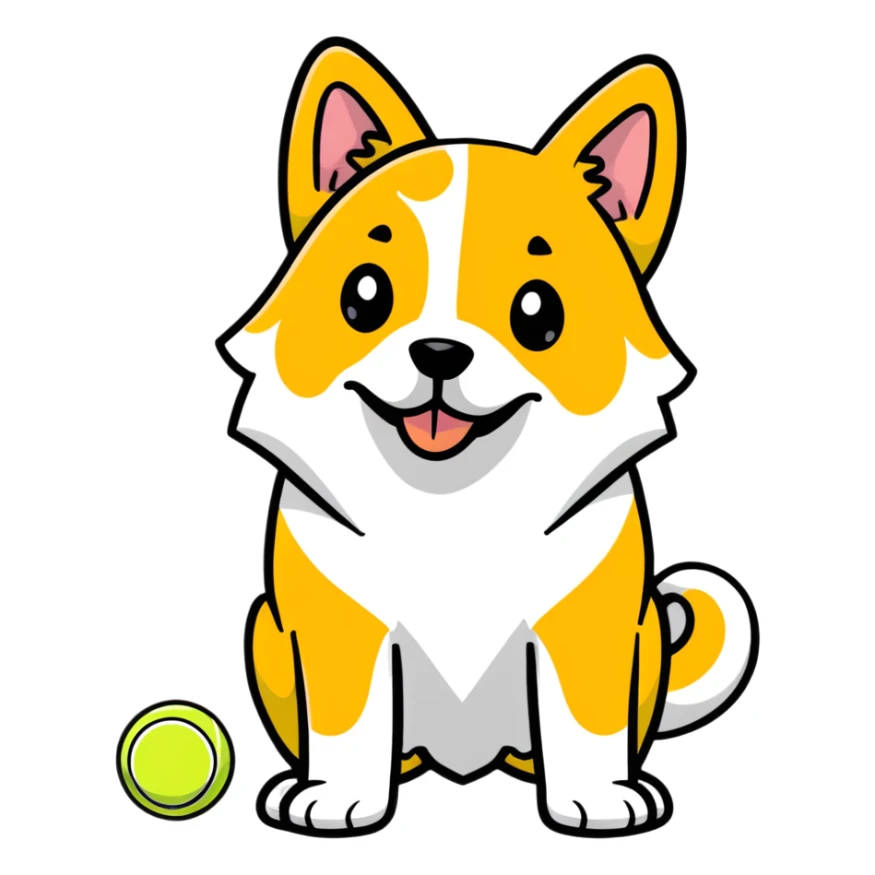 playful dog with tennis ball sticker
