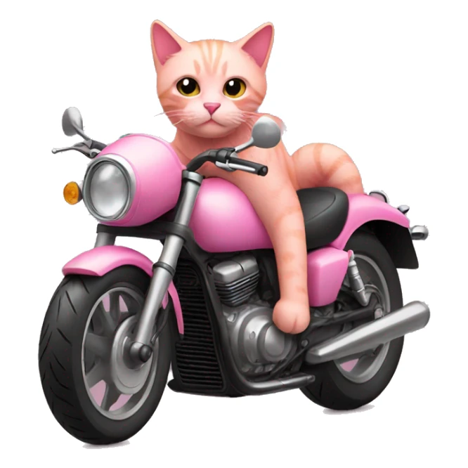 pink cat on a motorcycle  sticker