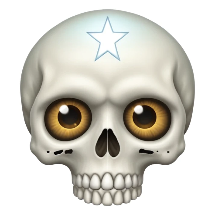 Skull with big stars in the eyes covering the eye section  sticker