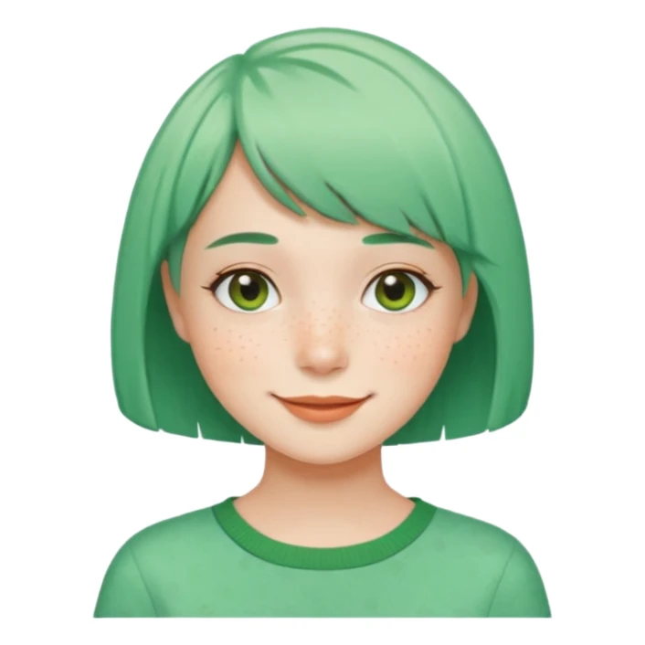 Girl with Mint Bob Cut – short green hair, cheerful smile. sticker