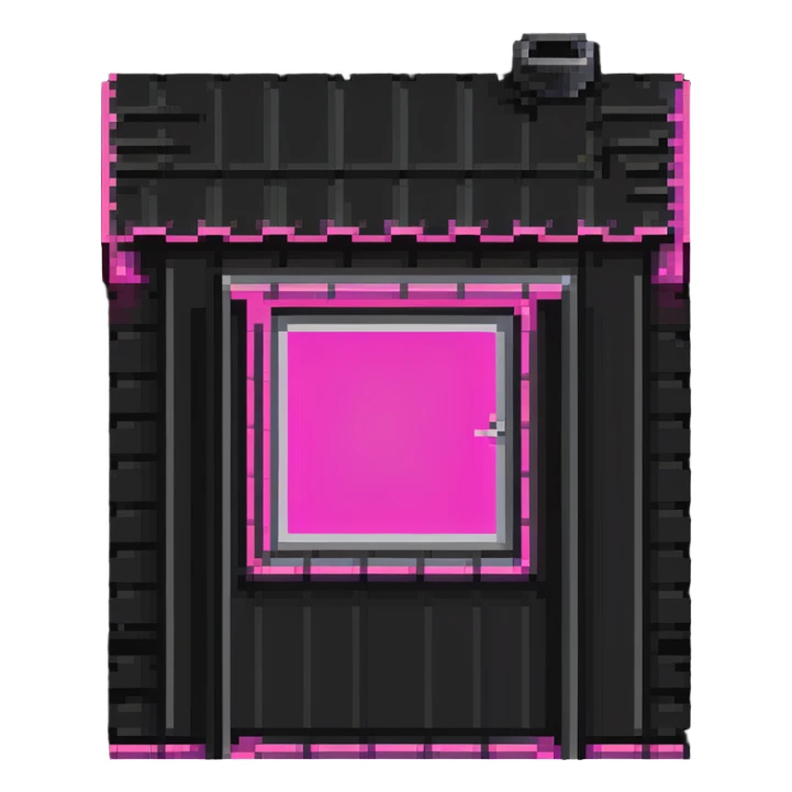 Russian prefabricated panel building with neon pink light in one window for growing plants sticker