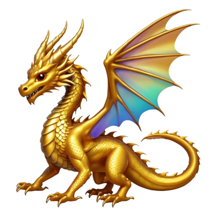 a golden dragon with two legs and two wings sticker