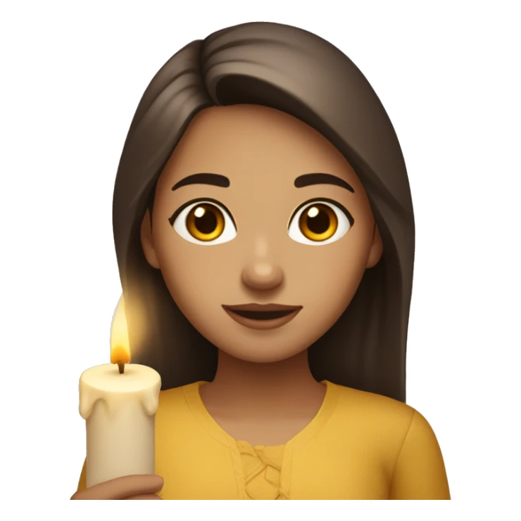 A light-skinned brunette with brown eyes holds a candle in her hands sticker