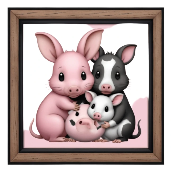 Home of rat, pig, cow, rabbit hugs sticker