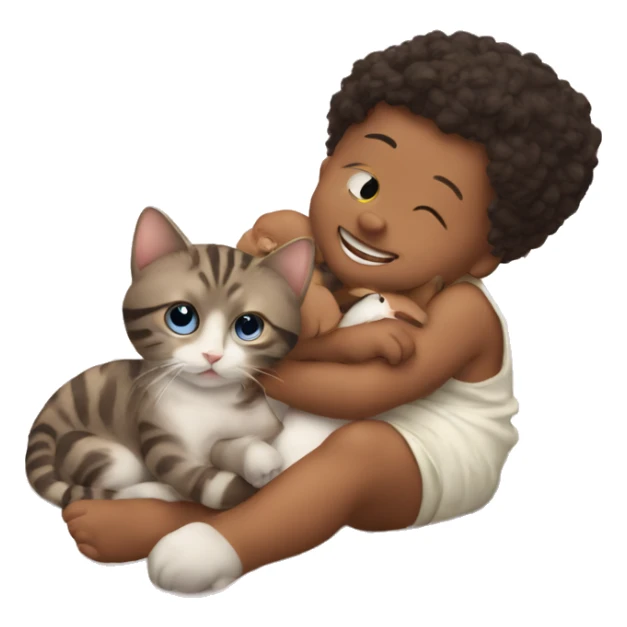 Baby with cat being besties  sticker