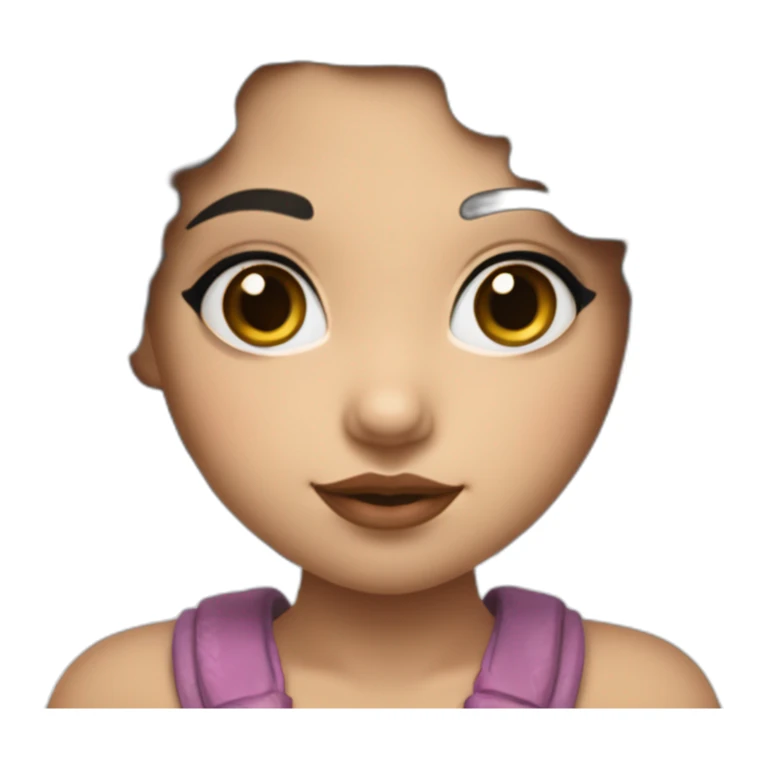 A cute Métis girl with a very clear complexion. She has black hair with large curls, which descend to her shoulders, and a pink lipstick on luscious lips. sticker