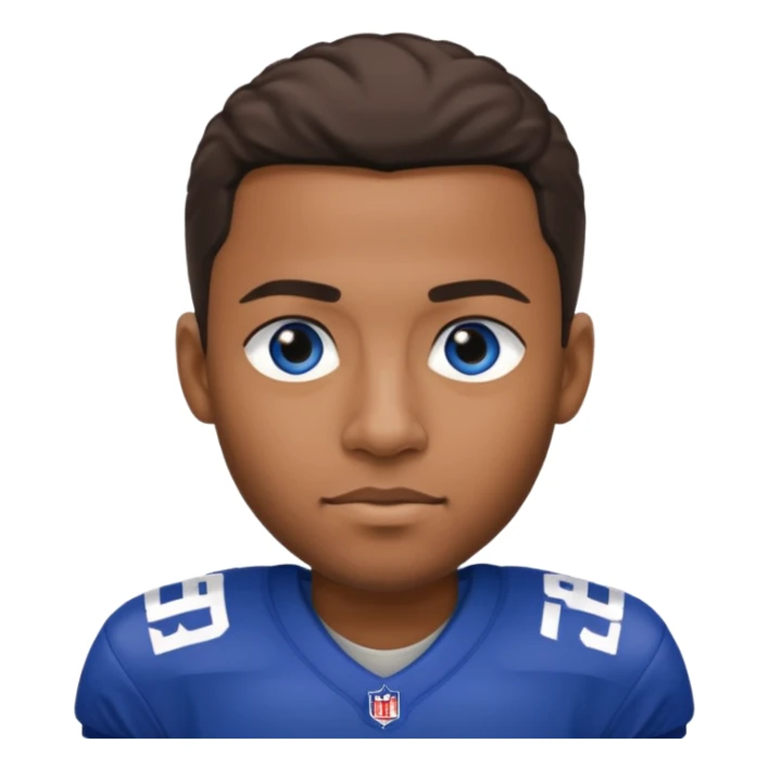 Black man with blue eyes in a NY giants jersey sticker
