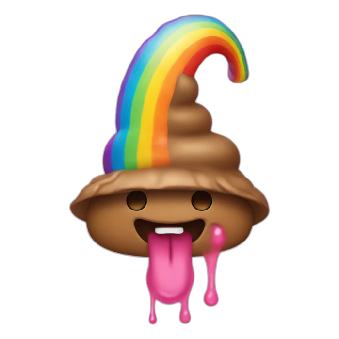 Poop with a hat and rainbow tongue sticker