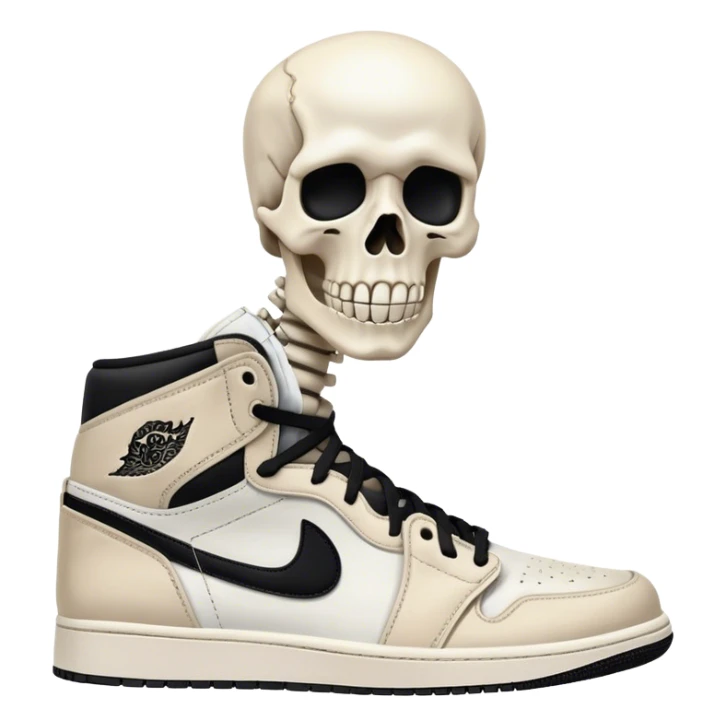 Skelton wearing Jordan 1 with shocked face  sticker
