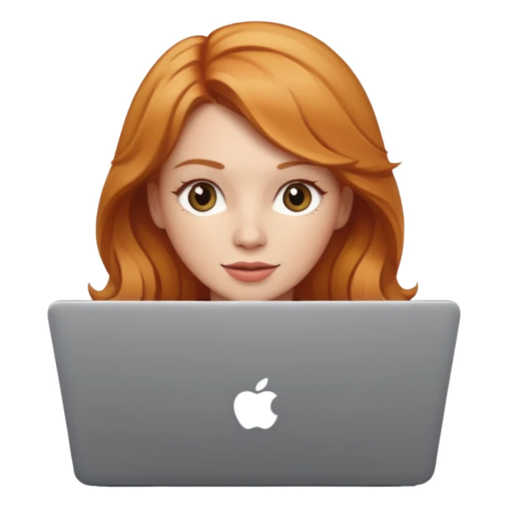 Strawberry blonde woman with laptop sticker