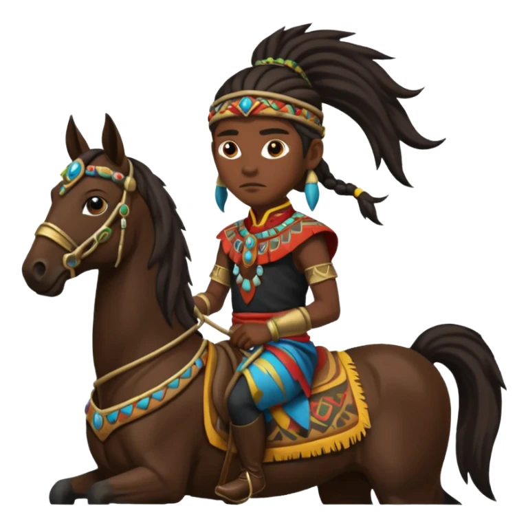 shaman riding horse wearing racing cloth black sticker