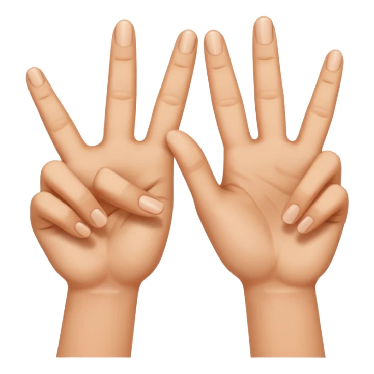 W V as hand signs. 5 fingers on each hand sticker