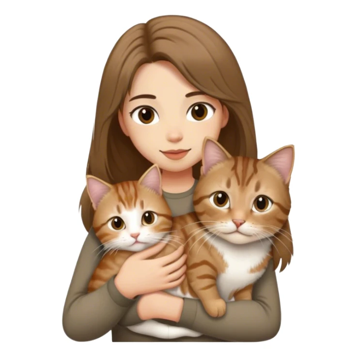 Long brown-haired girl holding long haired tabby cat, with her short-haired boyfriend also holding a tabby lihua car. sticker