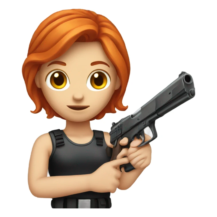 Redhead with gun sticker