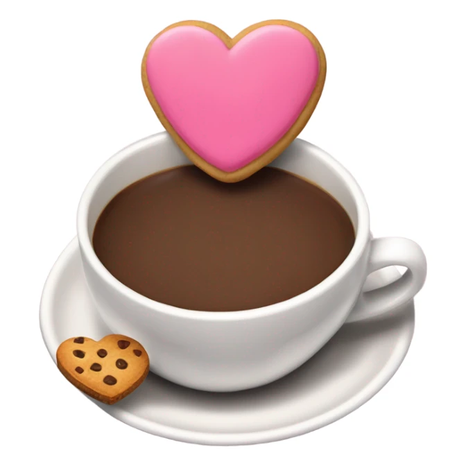Quiero que unas el emoji de la taza de café ☕️ junto a este emoji de corazón rosa💖 y el emoji de la galleta chip🍪 sticker