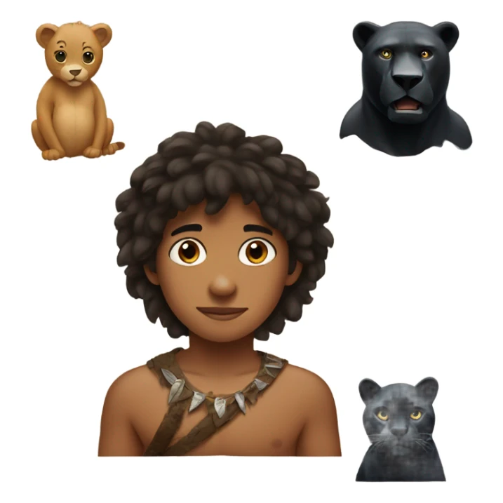 Mowgli with a bear and a black panther sticker