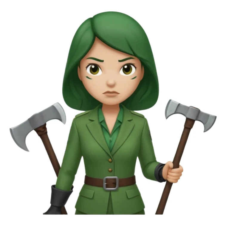 female executioner in green suit sticker