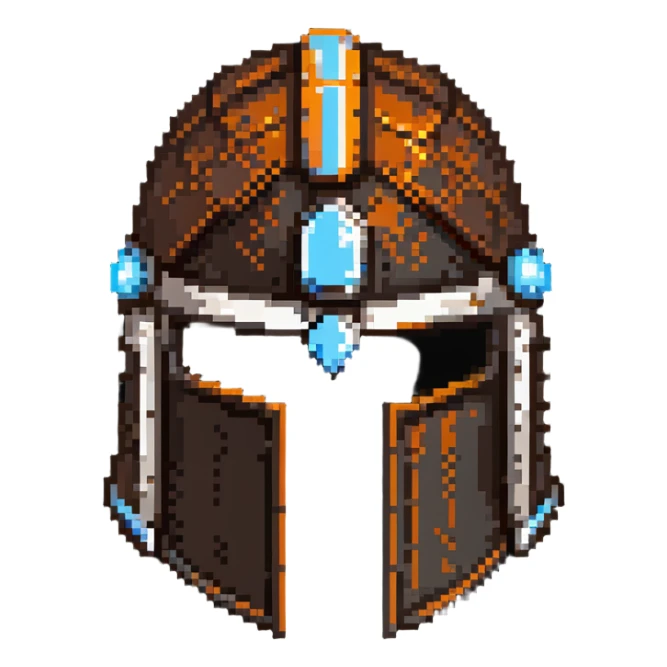 antique medieval helmet with light rust, weathered metal surface sticker