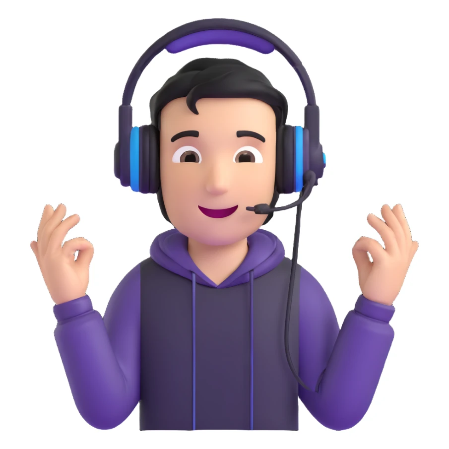 excited gamer character with headset sticker