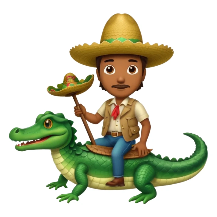 A Mexican in a sombrero riding an alligator sticker