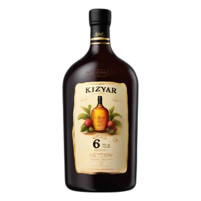 bottle of 6 years Kizlyar brandy with black label sticker