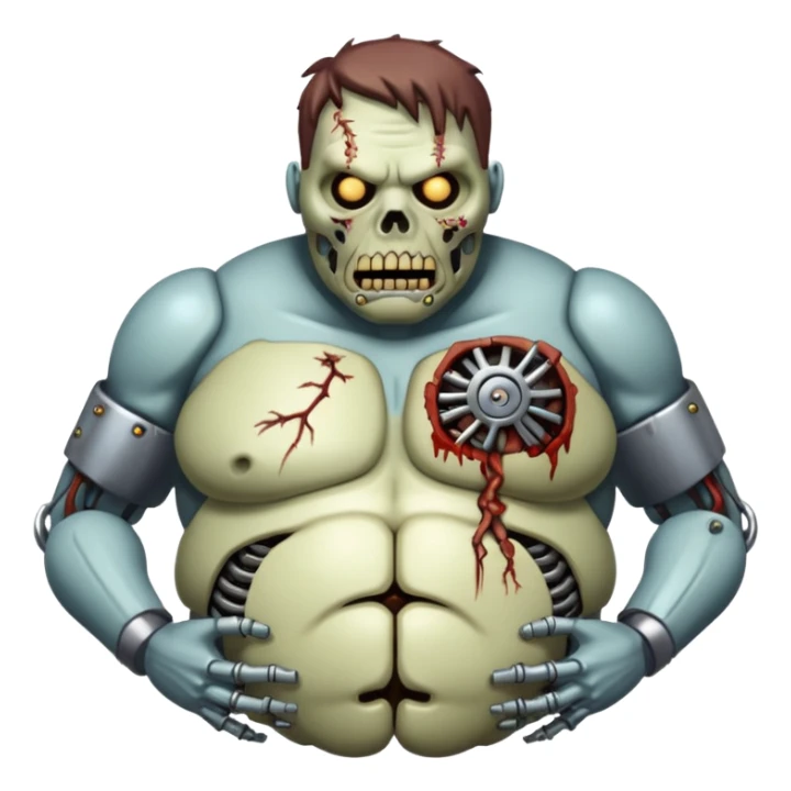fat cyborg zombie with metal parts sticker