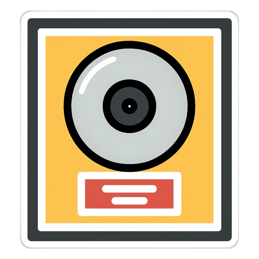 platinum record award in a black frame, shiny disc, music plaque, color icon sticker