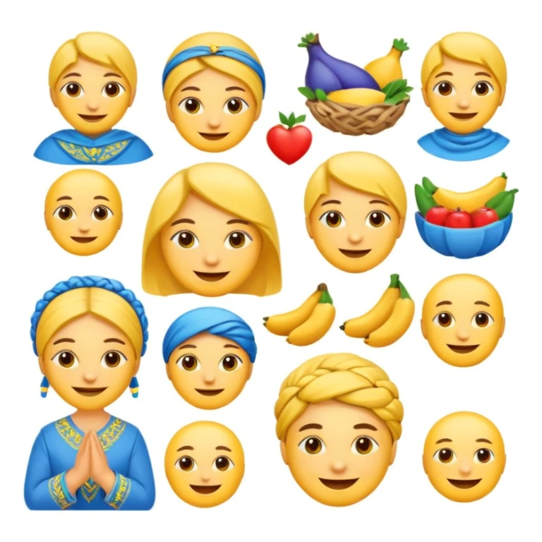 Create some emojis with many activities, also use Ukrainian vyshyvanka  sticker
