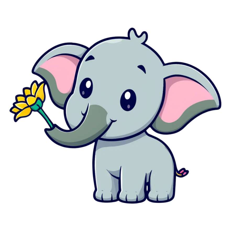 Elephant with hummingbird wings and flower trunk sticker