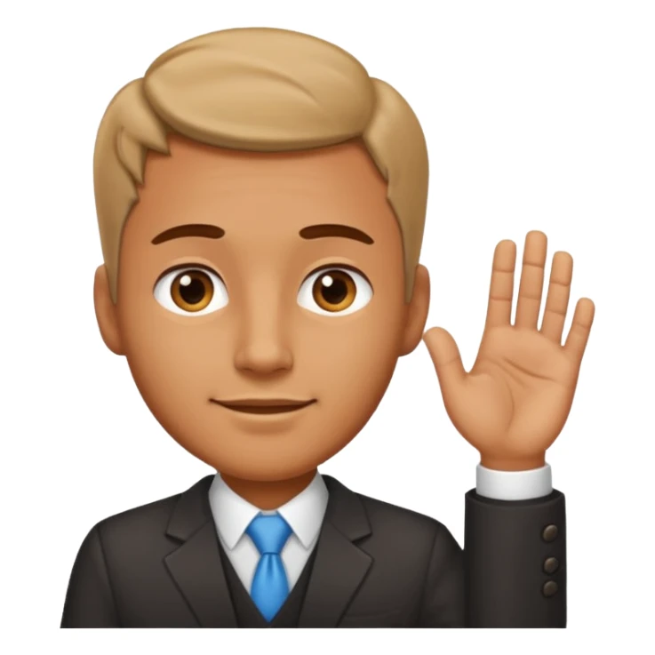 un homme qui secoue ses mains sous son menton sticker