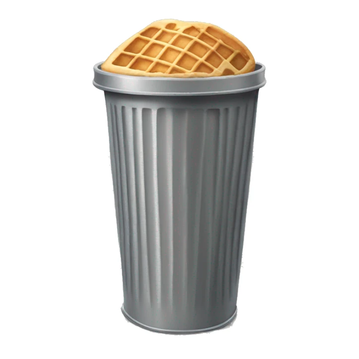 ice cream waffle cone in a grey trash can sticker
