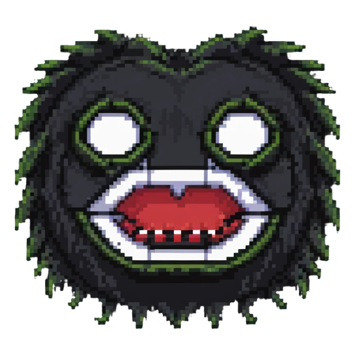 horror sackface with jagged stitched mouth and one eye sticker