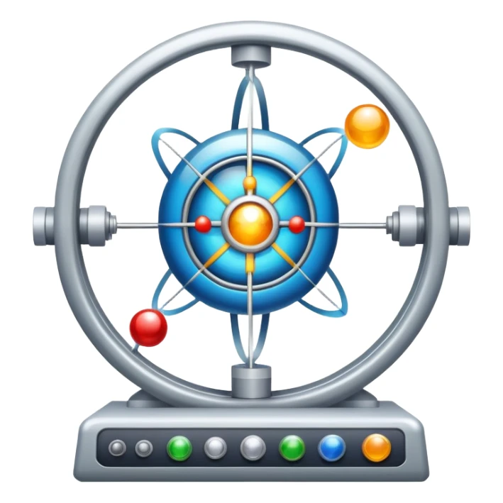 An icon featuring a large particle collider, atom symbols, and energy waves, symbolizing the field of physics. The design includes a lab setup with scientific equipment, representing experiments and fundamental forces of nature. Transparent background highlights the exploration of matter and energy. sticker