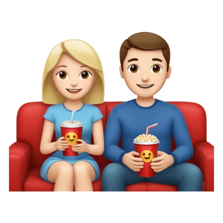 A couple sitting on a sofa in a room enjoying a movie sticker
