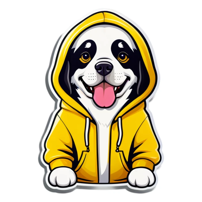 Dog in yellow hoodie  sticker