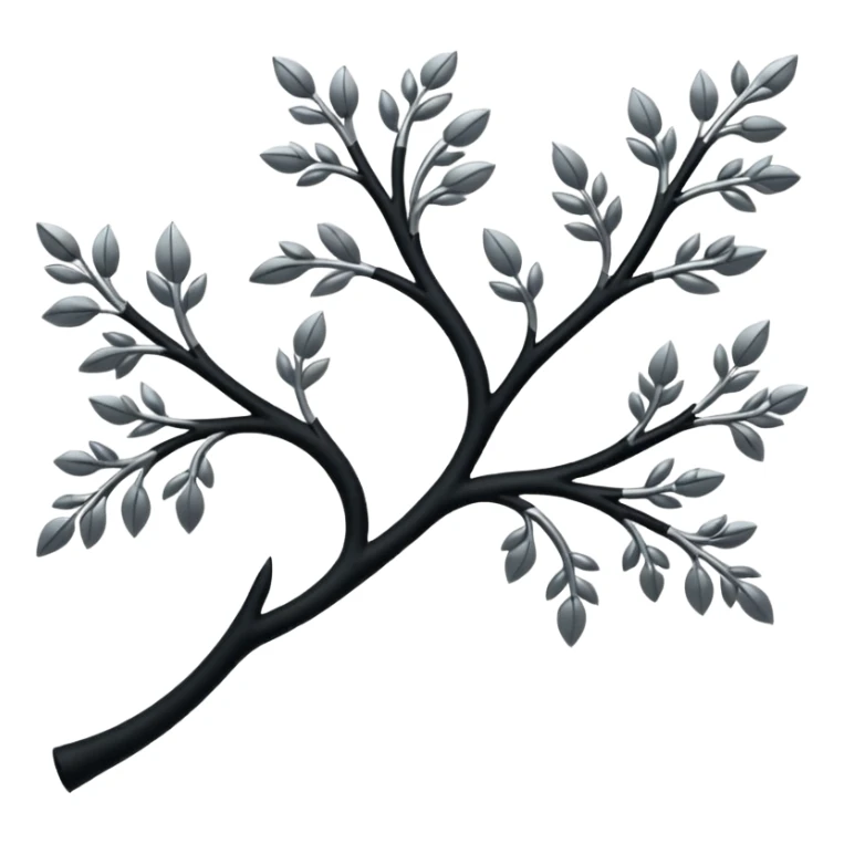 Black and silver filigree branch, 3D, extremely detailed design sticker
