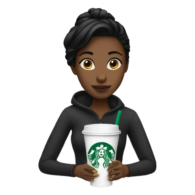 black haired girl drinking one starbucks cup sticker